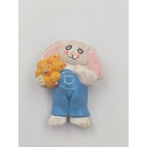 Vintage‎ Easter Unlimited Bunny Pin Brooch with Chicks S. Lehman 1980s Plastic
